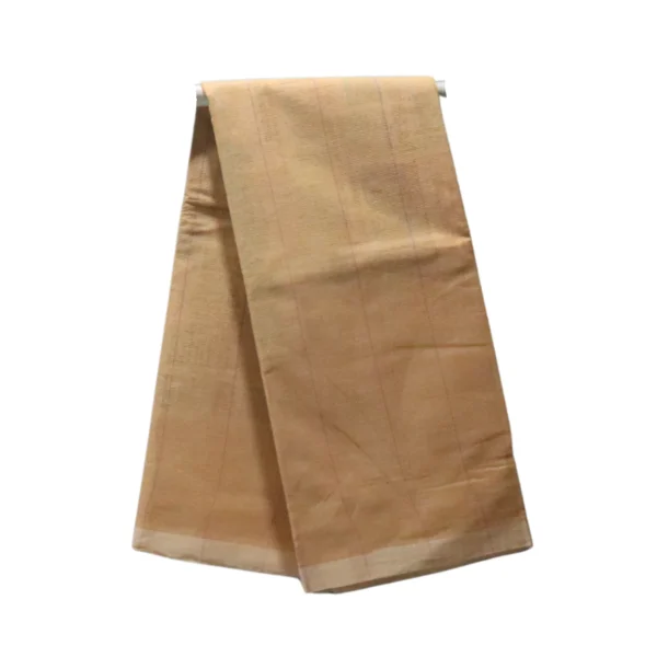 Mangalagiri Pure Cotton Saree in Beige-Golden Shade with Subtle Checked Weave and Attached Blouse Piece
