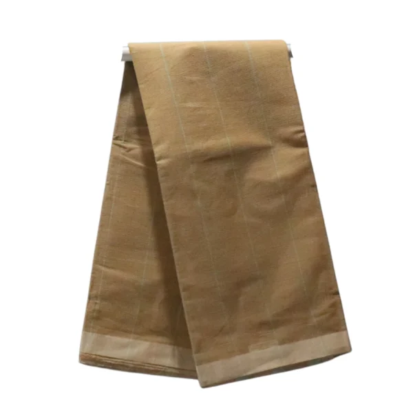 Mangalagiri Pure Cotton Saree in Beige-Golden Brown with Contrast Pallu and Blouse Piece