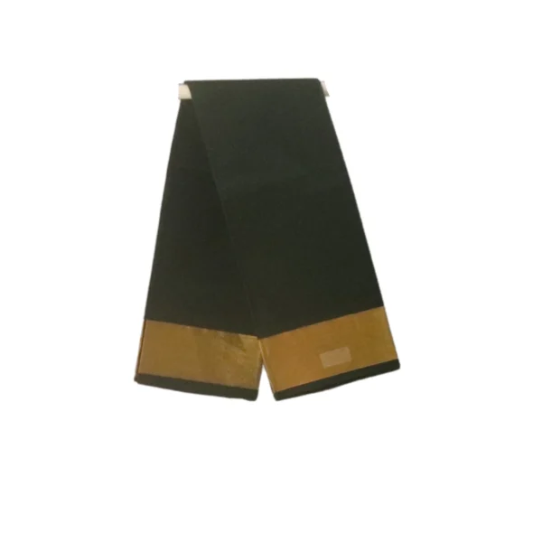 Venkatagiri Pure Cotton Saree in Bottle Green with Gold Zari Kaddi Border (Without Blouse Piece)