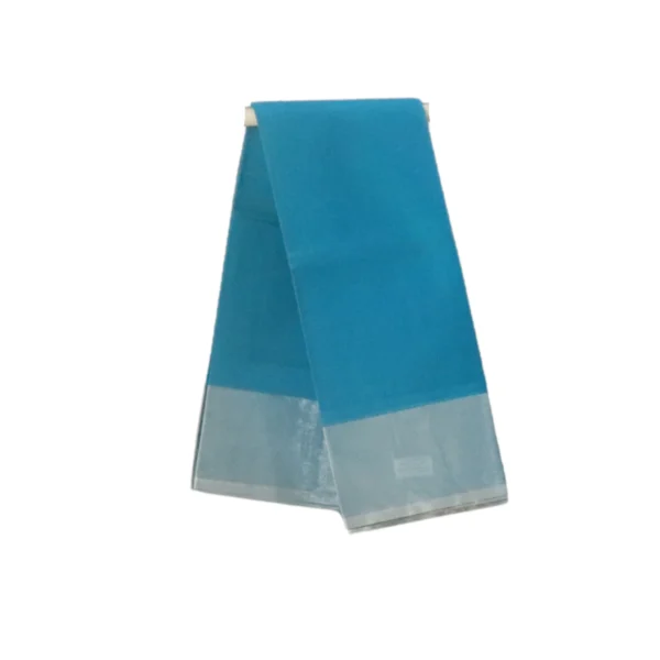 NB Cotton World Venkatagiri Pure Cotton Saree in Sky Blue with Elegant Silver Zari Kaddi Border (Without Blouse Piece)