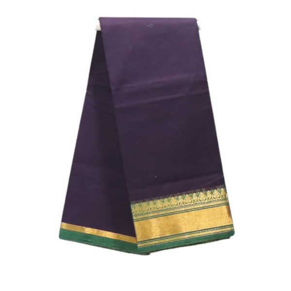 NB COTTON WORLD Pure Venkatagiri Cotton Saree for Women – 5.5m Saree Without Blouse, Soft Cotton Fabric with Elegant Zari Border(Dark Purple)