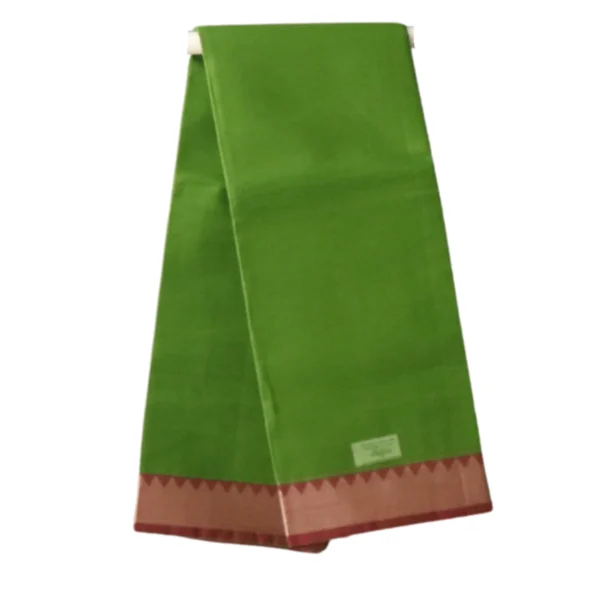 NB COTTON WORLD Pure Venkatagiri 80 Count Cotton Saree with Mangalagiri Small Border – Lightweight Plain Saree (Without Blouse) Parrot Green