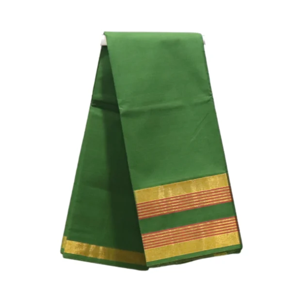 NB COTTON WORLD Venkatagiri Cotton Handloom Saree for Women | Traditional Handwoven with Zari Border | Pure Cotton Saree | Without Blouse(Leaf Green)