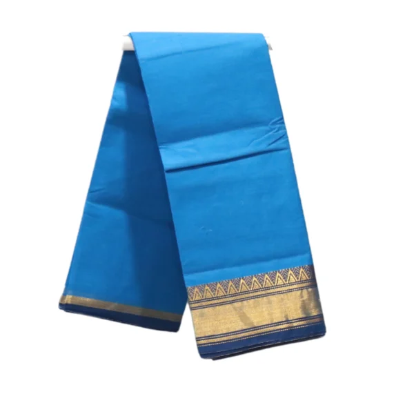 NB COTTON WORLD Pure Venkatagiri Cotton Saree for Women – 5.5m Saree Without Blouse, Soft Cotton Fabric with Elegant Zari Border(Sky Blue)