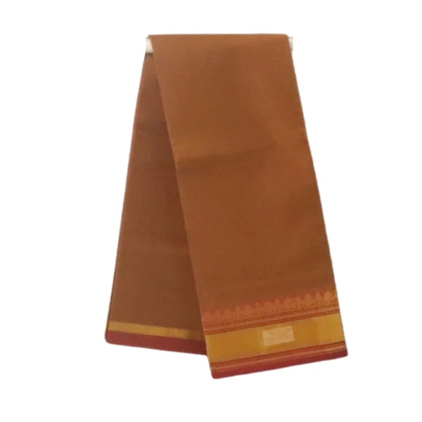 NB COTTON WORLD Pure Venkatagiri Cotton Saree for Women – 5.5m Saree Without Blouse, Soft Cotton Fabric with Elegant Zari Border (Mustard Brown)