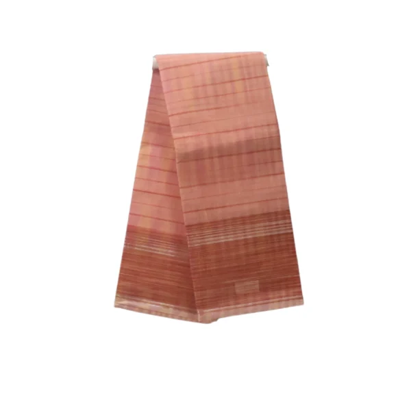 NB COTTON WORLD Venkatagiri Cotton Saree, Self-Striped Design, Woven Border(Pastel Light Orange)