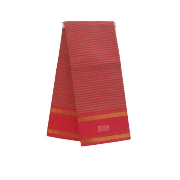 NB COTTON WORLD Venkatagiri Pure Cotton Saree with Straight Striped Design and Golden Zari Border | Traditional Festive & Casual Wear(Baby Pink)