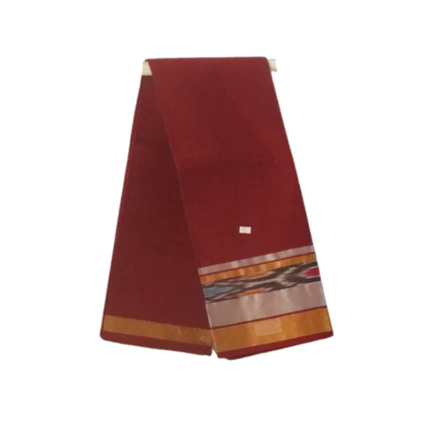 NB COTTON WORLD Venkatagiri Pure Cotton Handloom Saree for Women | Soft Lightweight Saree Without Blouse | Traditional Ikat Border & Zari Pallu | Daily and Causal Wear Saree (Maroon/Burgundy)