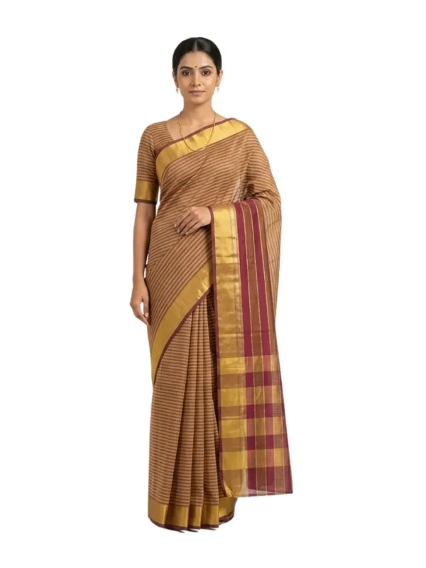 Venkatagiri Pure Cotton Saree for Women | Traditional Handwoven Style | Lightweight & Elegant Ethnic Wear(Without Blouse)