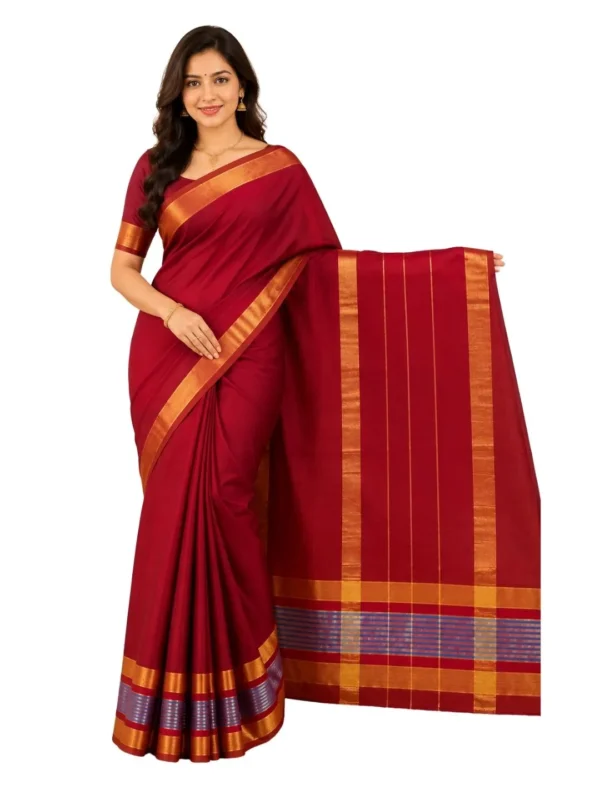 Venkatagiri Pure Cotton Saree for Women | Traditional Handwoven Style | Lightweight & Elegant Ethnic Wear(Without Blouse)