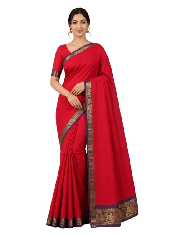 Venkatagiri Pure Cotton Saree for Women | Traditional Handwoven Style | Lightweight & Elegant Ethnic Wear(Without Blouse)