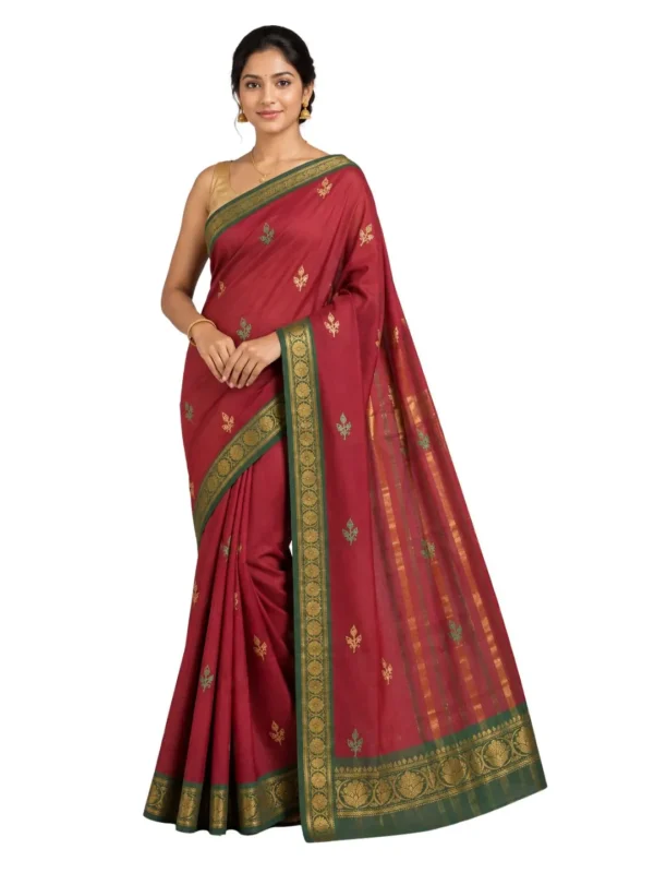 Venkatagiri Pure Cotton Saree for Women | Traditional Handwoven Style | Lightweight & Elegant Ethnic Wear(Without Blouse)
