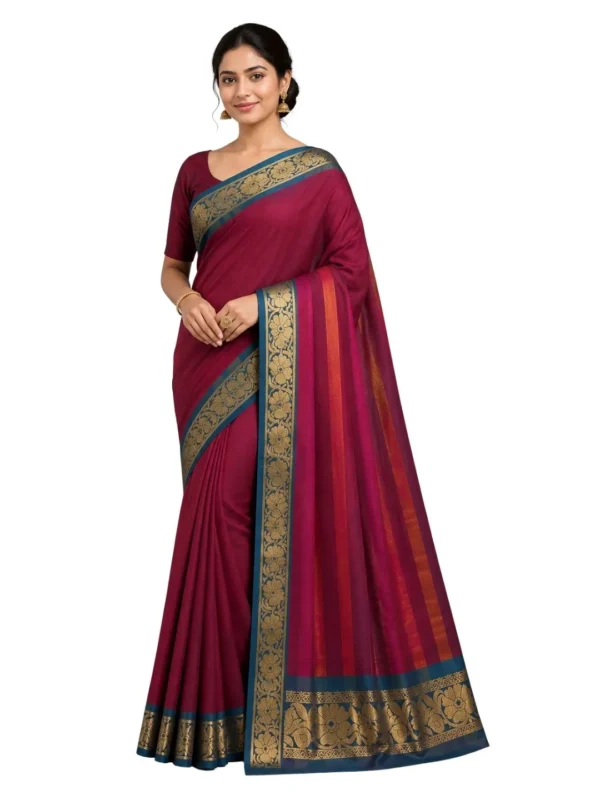 Venkatagiri Pure Cotton Saree for Women | Traditional Handwoven Style | Lightweight & Elegant Ethnic Wear(Without Blouse)