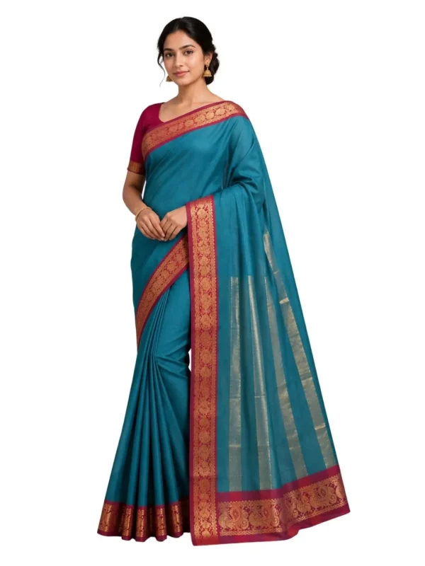 Venkatagiri Pure Cotton Saree for Women | Traditional Handwoven Style | Lightweight & Elegant Ethnic Wear(Without Blouse)