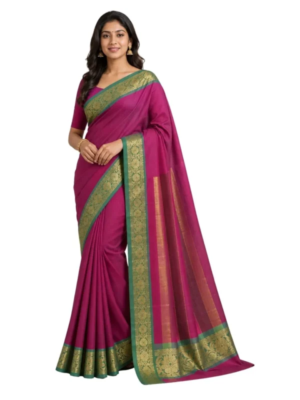 Venkatagiri Pure Cotton Saree for Women | Traditional Handwoven Style | Lightweight & Elegant Ethnic Wear(Without Blouse)