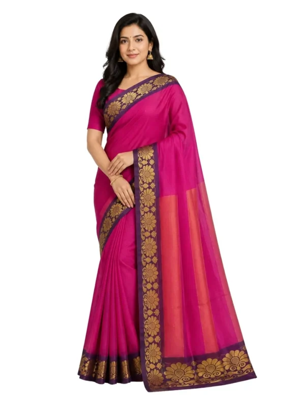 Venkatagiri Pure Cotton Saree for Women | Traditional Handwoven Style | Lightweight & Elegant Ethnic Wear(Without Blouse)