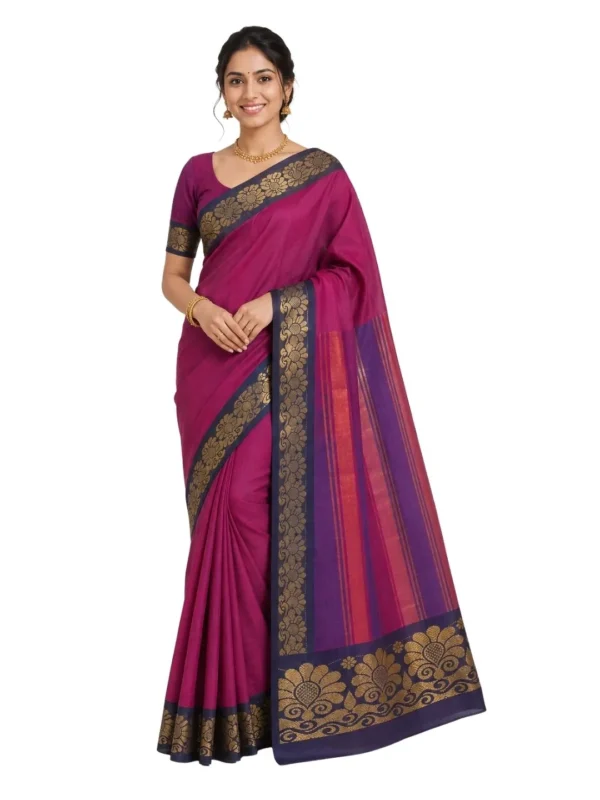 Venkatagiri Pure Cotton Saree for Women | Traditional Handwoven Style | Lightweight & Elegant Ethnic Wear(Without Blouse)
