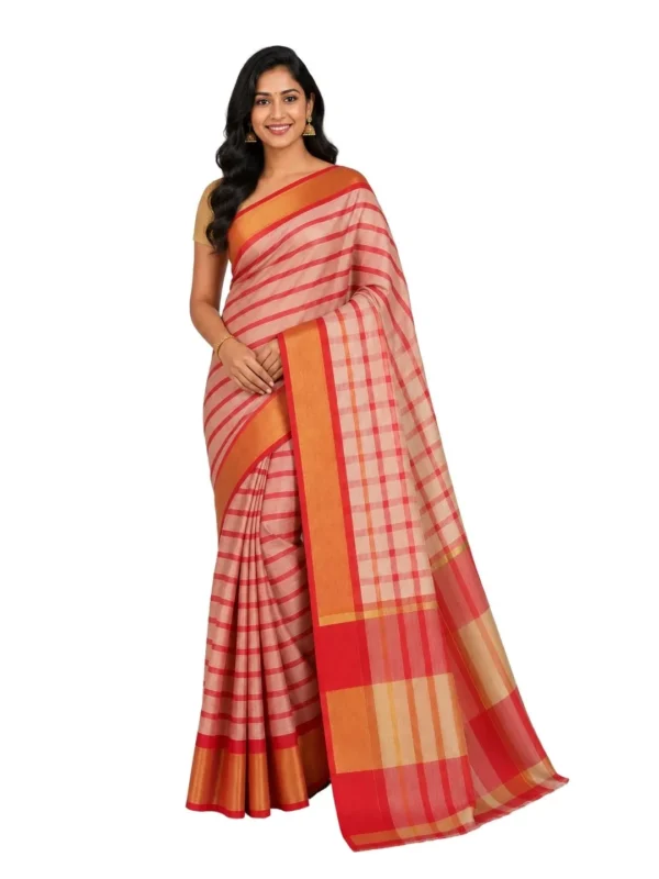 Venkatagiri Pure Cotton Saree for Women | Traditional Handwoven Style | Lightweight & Elegant Ethnic Wear(Without Blouse)