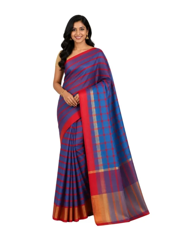 Venkatagiri Pure Cotton Saree for Women | Traditional Handwoven Style | Lightweight & Elegant Ethnic Wear(Without Blouse)