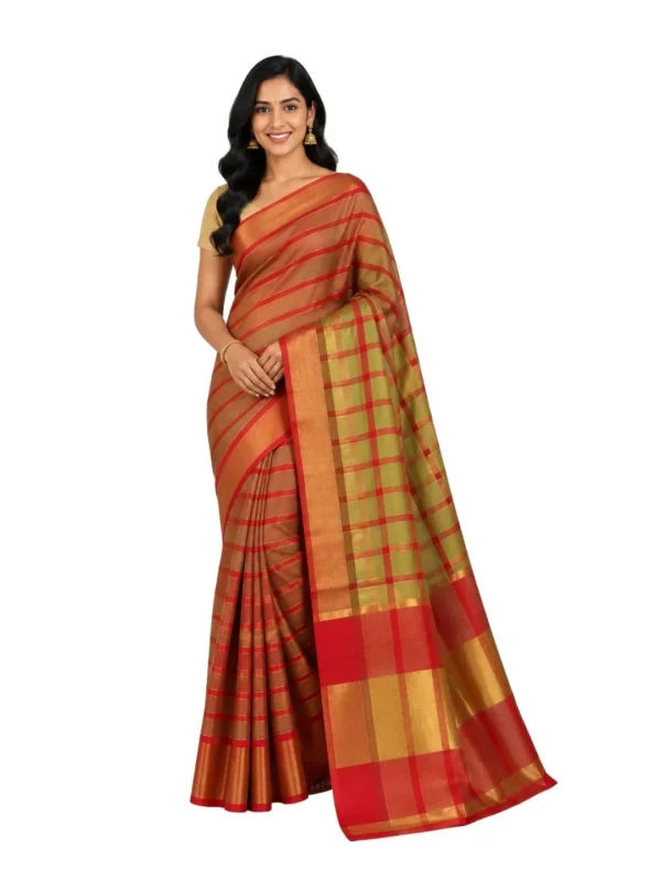 Venkatagiri Pure Cotton Saree for Women | Traditional Handwoven Style | Lightweight & Elegant Ethnic Wear(Without Blouse)