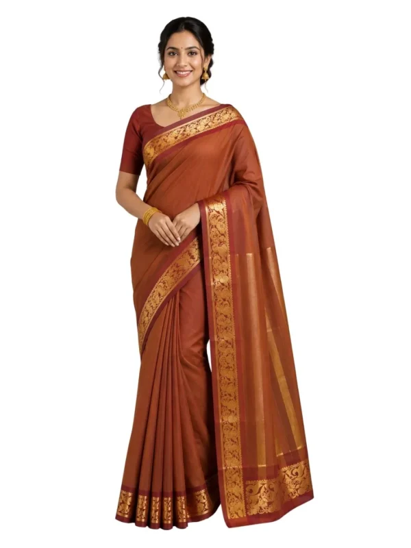Venkatagiri Pure Cotton Saree for Women | Traditional Handwoven Style | Lightweight & Elegant Ethnic Wear(Without Blouse)