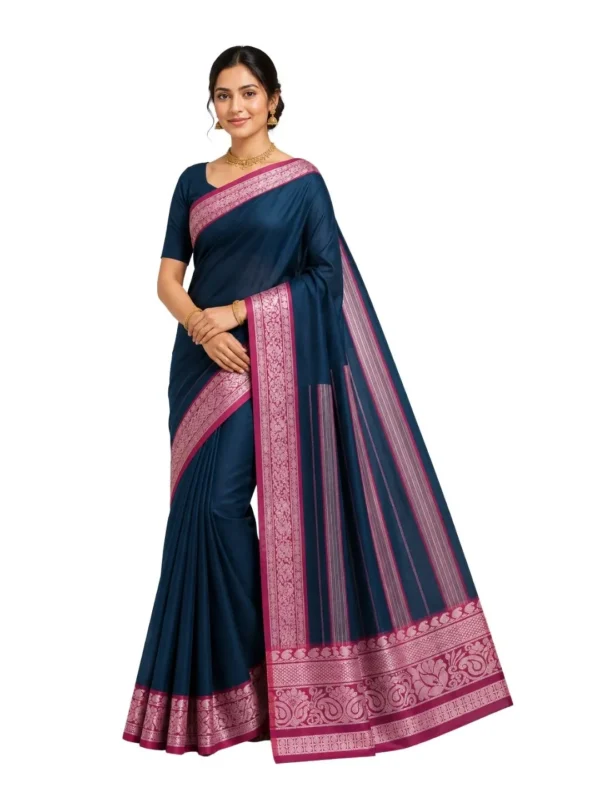 Venkatagiri Pure Cotton Saree for Women | Traditional Handwoven Style | Lightweight & Elegant Ethnic Wear(Without Blouse)