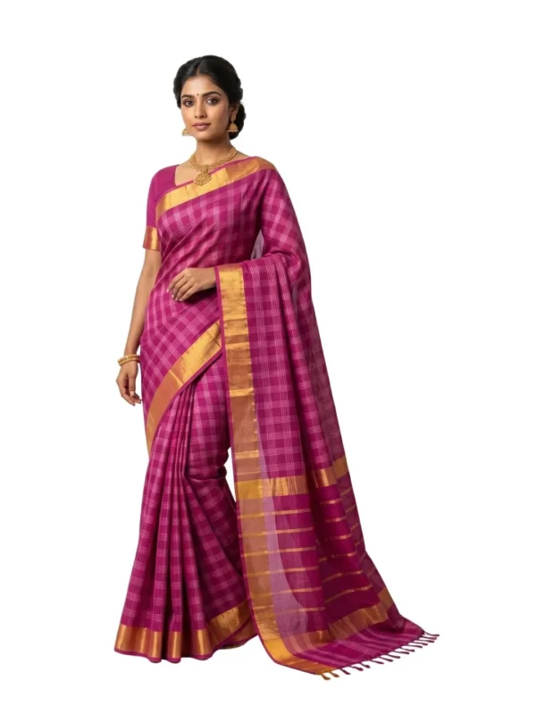 Venkatagiri Pure Cotton Saree for Women | Traditional Handwoven Style | Lightweight & Elegant Ethnic Wear(Without Blouse)
