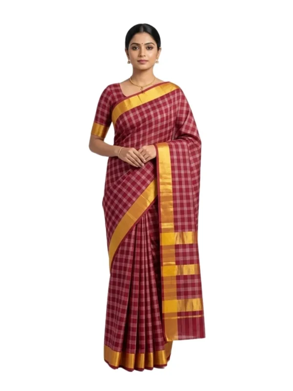 Venkatagiri Pure Cotton Saree for Women | Traditional Handwoven Style | Lightweight & Elegant Ethnic Wear(Without Blouse)