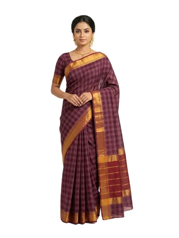 Venkatagiri Pure Cotton Saree for Women | Traditional Handwoven Style | Lightweight & Elegant Ethnic Wear(Without Blouse)