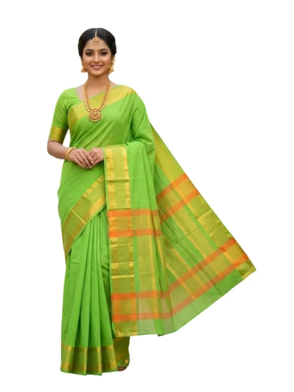 Venkatagiri Pure Cotton Saree for Women | Traditional Handwoven Style | Lightweight & Elegant Ethnic Wear(Without Blouse)