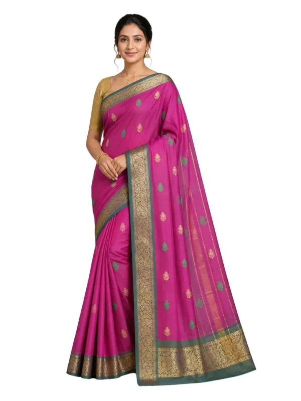 Venkatagiri Pure Cotton Saree for Women | Traditional Handwoven Style | Lightweight & Elegant Ethnic Wear(Without Blouse)