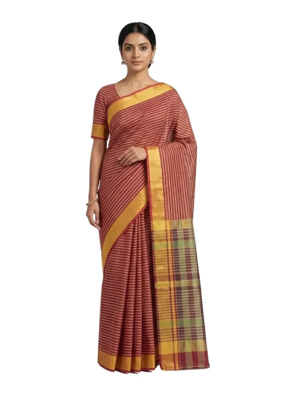Venkatagiri Pure Cotton Saree for Women | Traditional Handwoven Style | Lightweight & Elegant Ethnic Wear(Without Blouse)