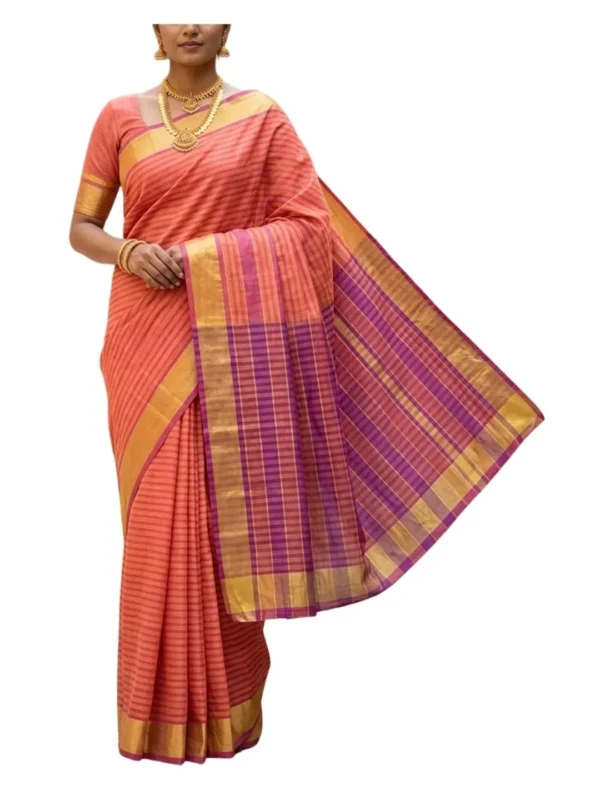 Venkatagiri Pure Cotton Saree for Women | Traditional Handwoven Style | Lightweight & Elegant Ethnic Wear(Without Blouse)