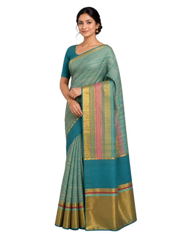 Venkatagiri Pure Cotton Saree for Women | Traditional Handwoven Style | Lightweight & Elegant Ethnic Wear(Without Blouse)