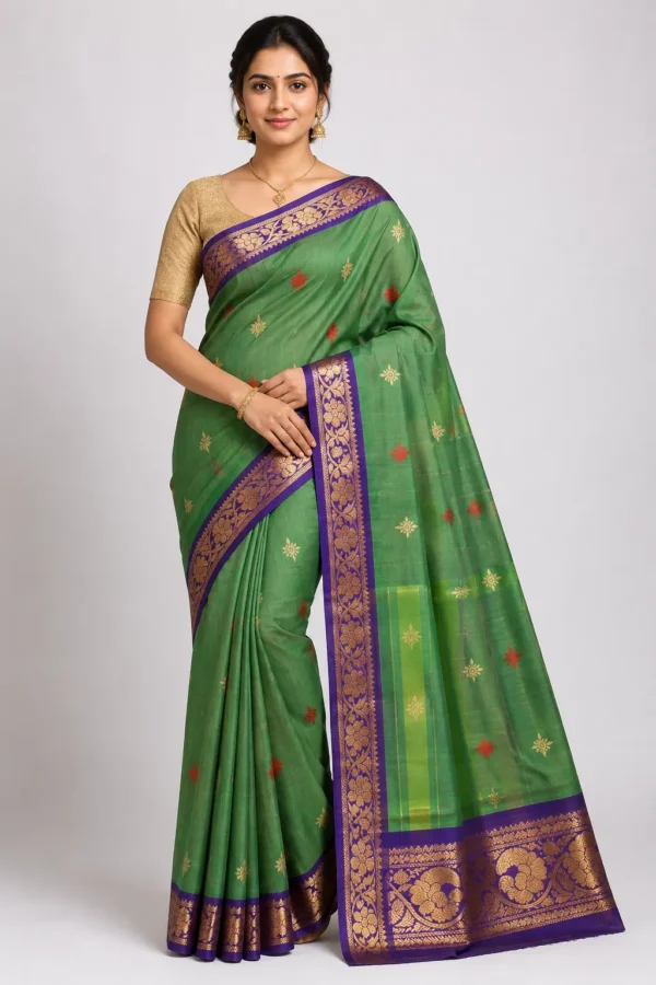 Venkatagiri Pure Cotton Saree for Women | Traditional Handwoven Style | Lightweight & Elegant Ethnic Wear(Without Blouse)