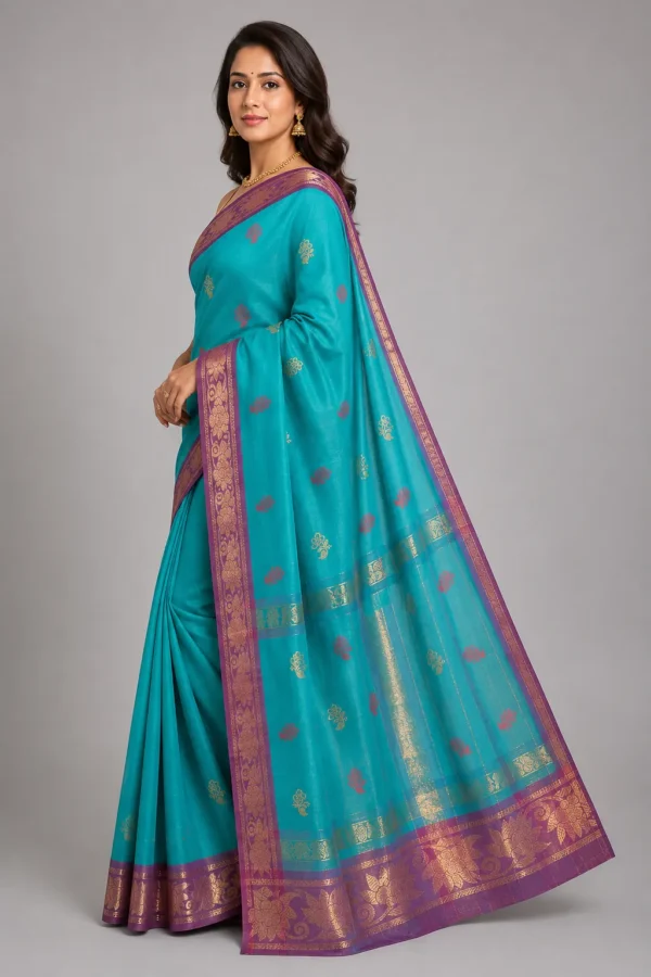 Venkatagiri Pure Cotton Saree for Women | Traditional Handwoven Style | Lightweight & Elegant Ethnic Wear(Without Blouse)